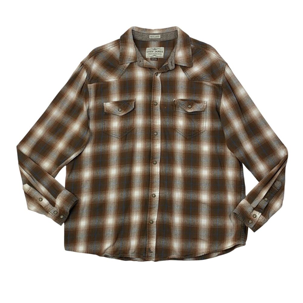 Cody James Shirt Men XL Extra Large Cotton Western Regular Fit Plaid Long Sleeve